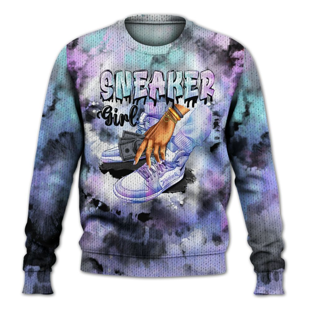 Knitted Sweater To Match Zen Master 4s - SNEAKER Girl Money Drip Tie Dye