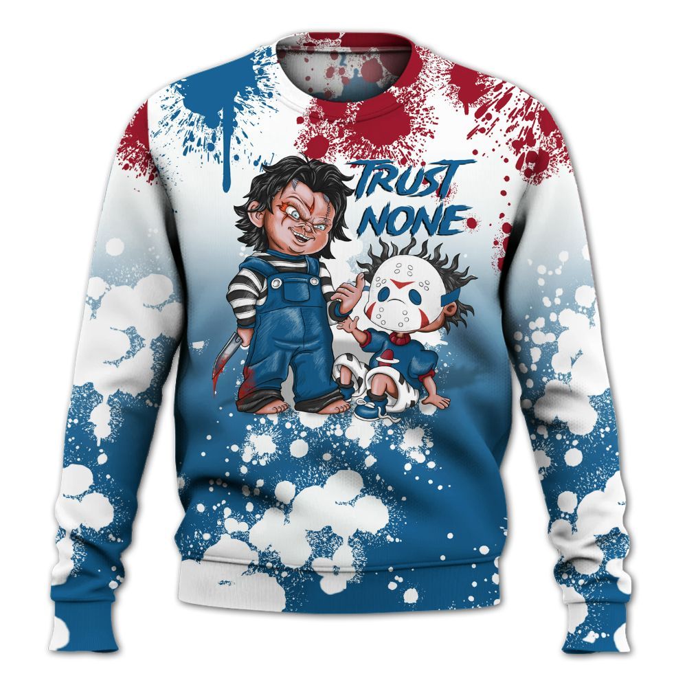 Sweatshirt To Match Mid Team USA 1s - Trust No One Scary All Over Print