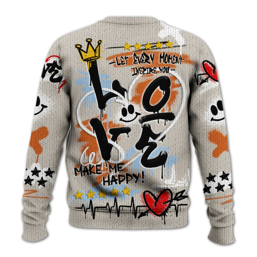 Knitted Sweater To Match SE Craft 5s - Happy Love Beats Graffiti Streetwear