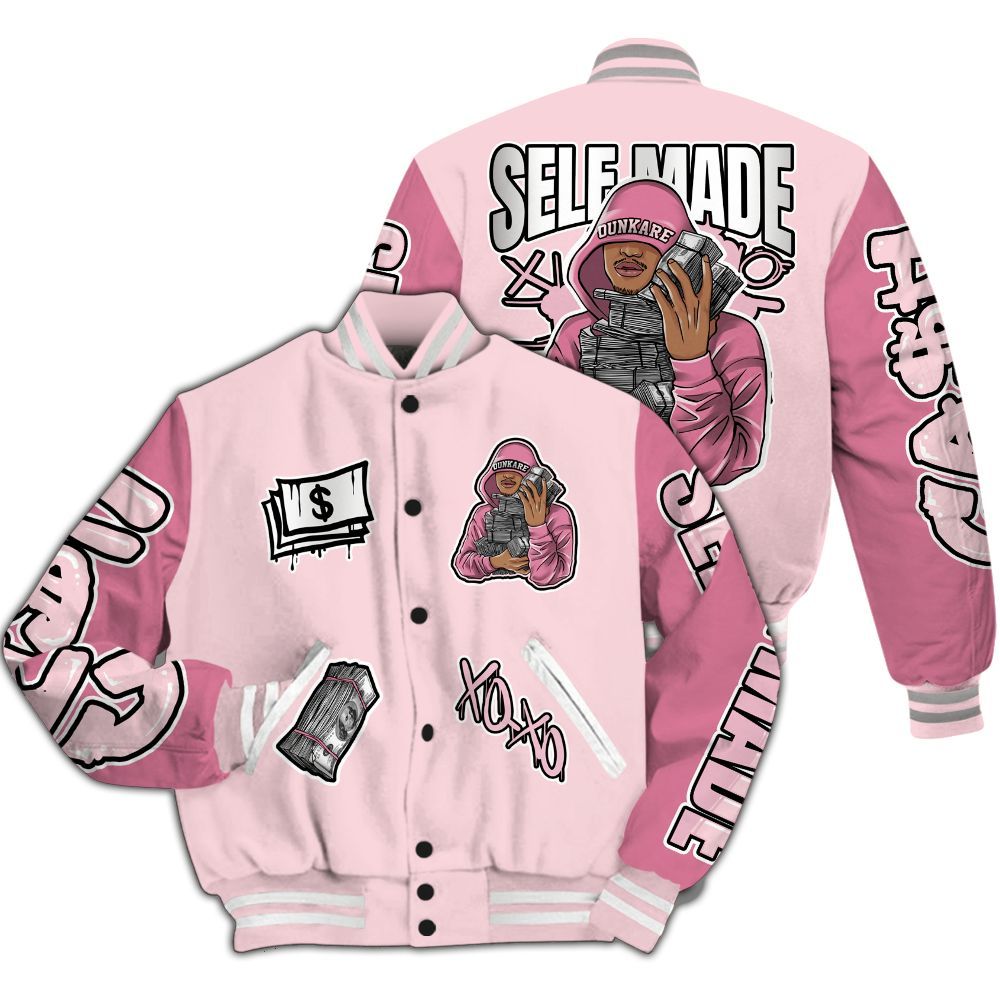 Varsity Jacket To Match GS Pearl Pink 12s - Selfmade Unique All Over Print