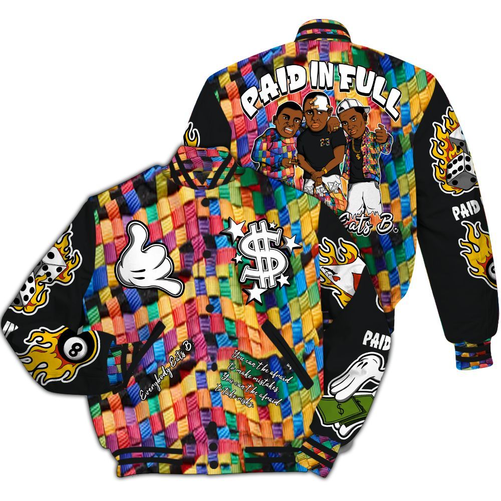 Varsity Jacket To Match Air Rainbow Weave - Everybody Paid In Full Graphic All Over Print