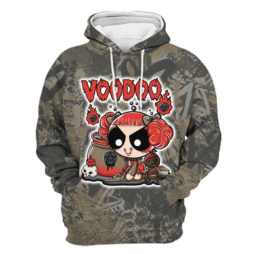 Hoodie To Match Olive 9s - Voodooz Heart Grunge All Over Print