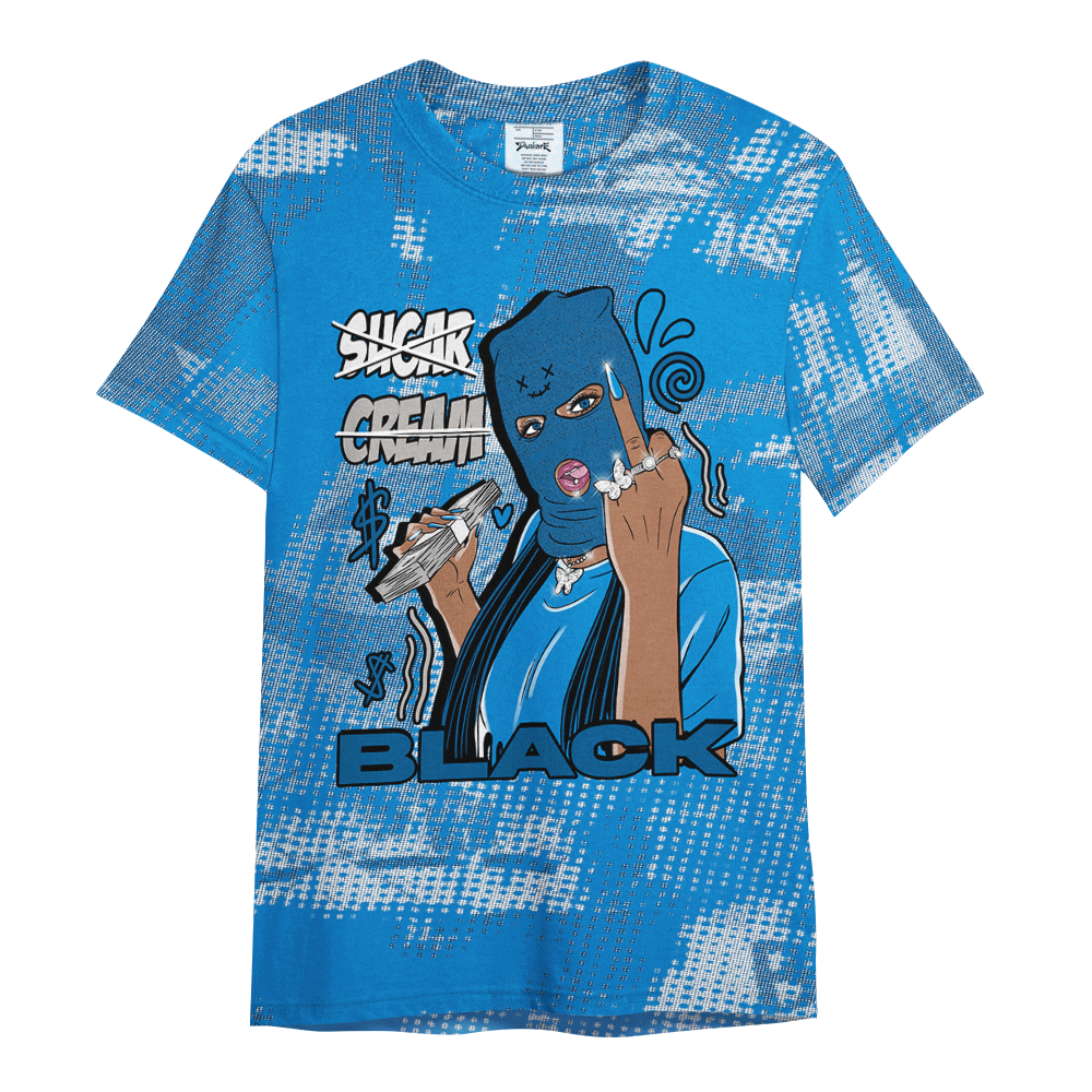 Shirt To Match Industrial Blue 4s - Black Sugarcream Unique Letter Pattern Shirt Unisex