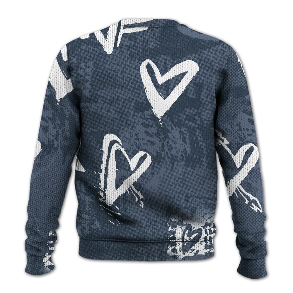 Knitted Sweater To Match Low Diffused Blue 11s - Sneakerz Girlz Heart Grunge
