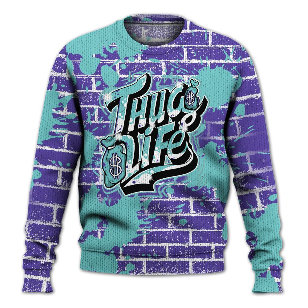 Knitted Sweater To Match Low Hornets 1s - Free Thug Living Graphic Brick Art