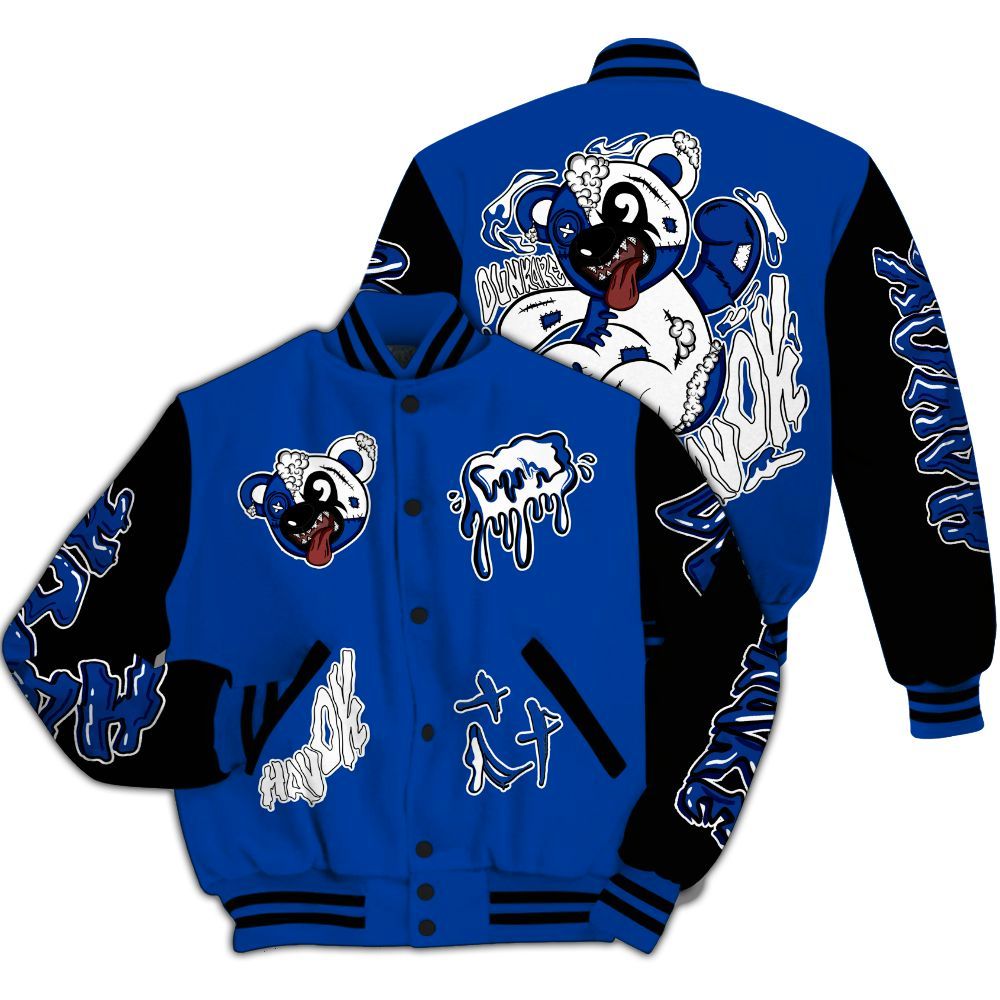 Varsity Jacket To Match Hyper Royal 12s - Havok Bear All Over Print
