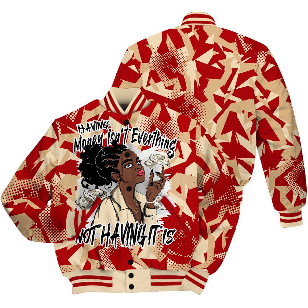 Varsity Jacket To Match Dunk Low Strawberry Waffle - Having Money Isn't Everthing Retro All Over Print