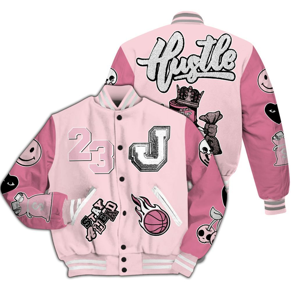 Varsity Jacket To Match GS Pearl Pink 12s - Hustles Money Number 23 All Over Print