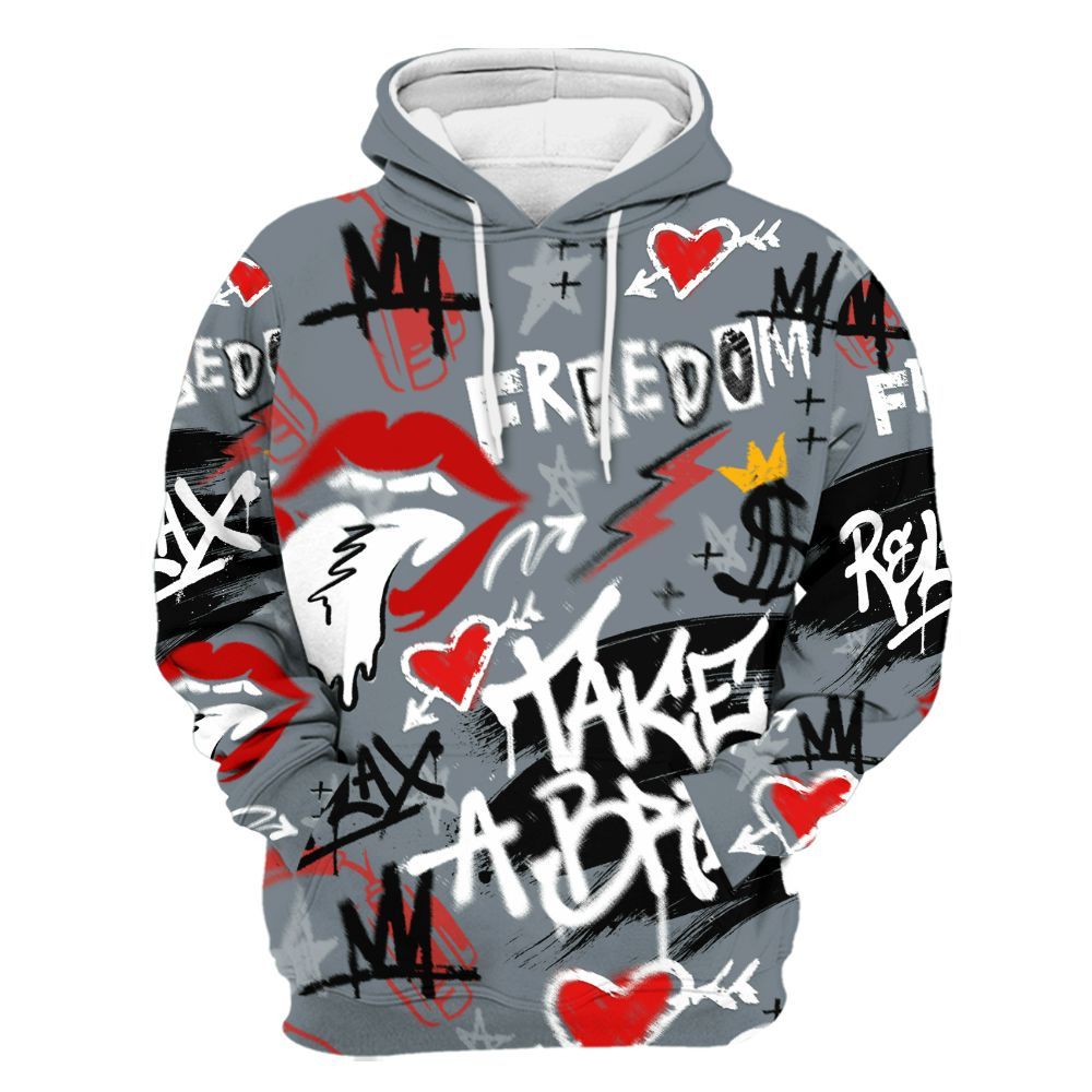 Hoodie To Match Wolf Grey 13s - Take Break Freedom Graffiti Streetwear All Over Print