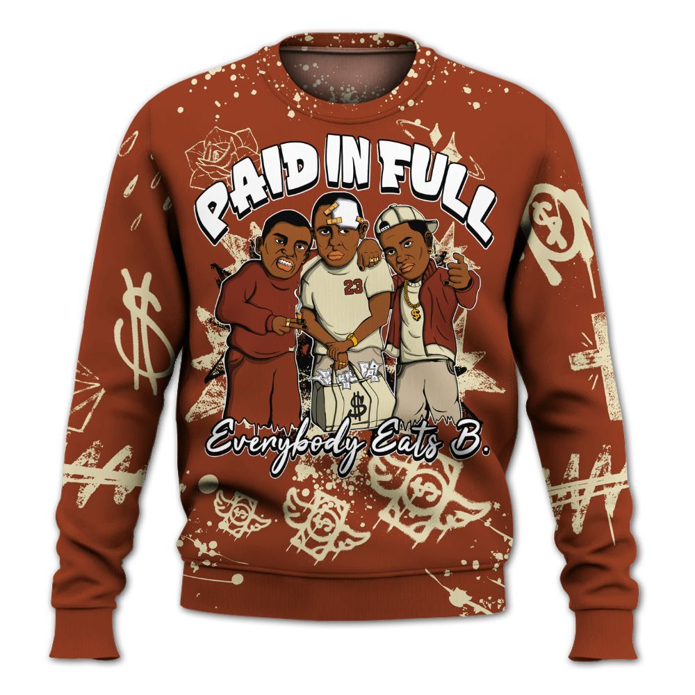 Sweatshirt To Match Retro Eastside Golf 12s - Everybody Paid In Full Crayon All Over Print