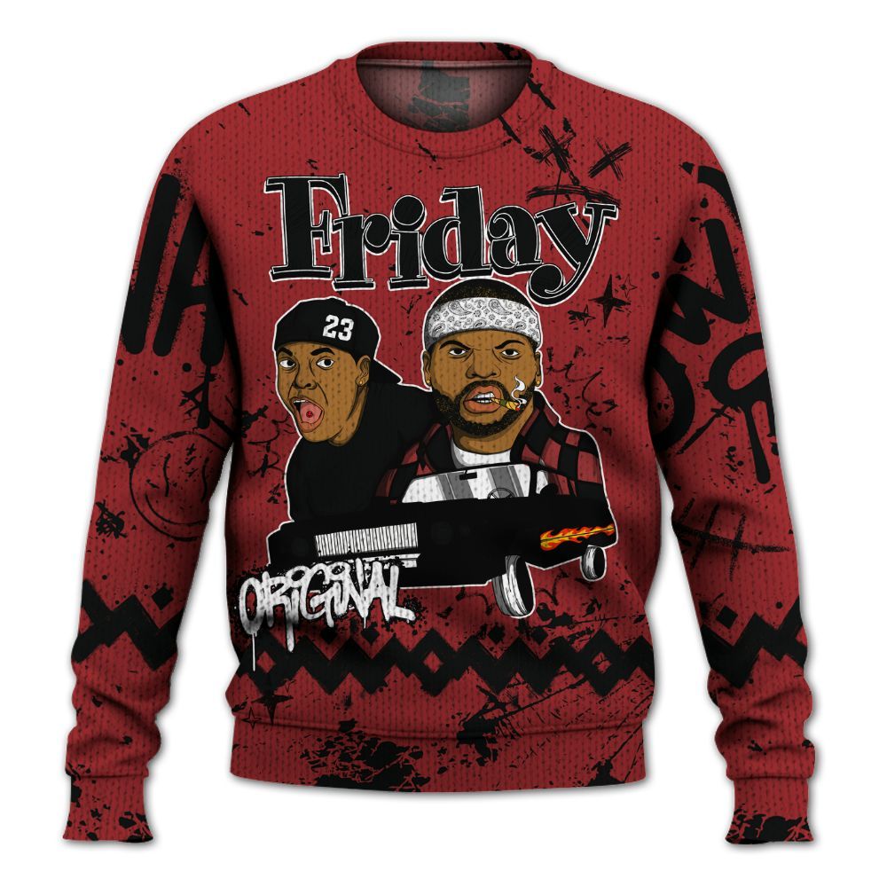 Knitted Sweater To Match Alternate Flu Game 12s - Friday Sneaker Crayon