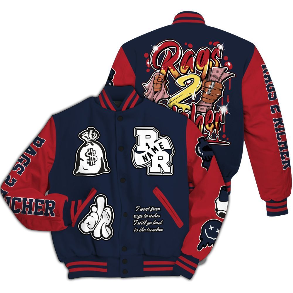 Varsity Jacket To Match Dunk Low COJP What The 2024 - Rag 2 Rich Graphic Custom Name All Over Print