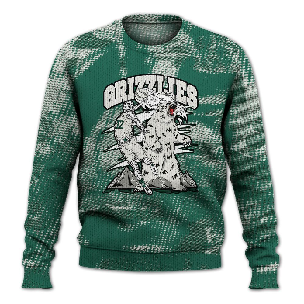 Knitted Sweater To Match Oxidized Green 4s - Grizzly Bear Skeleton Brown Sugar