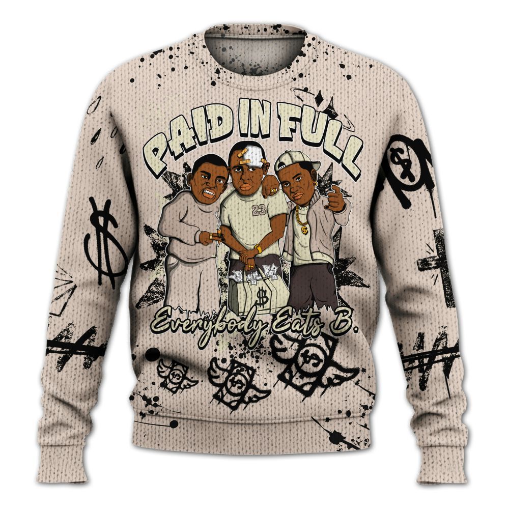 Knitted Sweater To Match A Ma Maniere X Fossil Stone 4s - Everybody Paid In Full Crayon