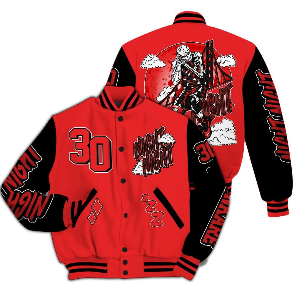 Varsity Jacket To Match Red Thunder 4s - Seeya Skeleton All Over Print