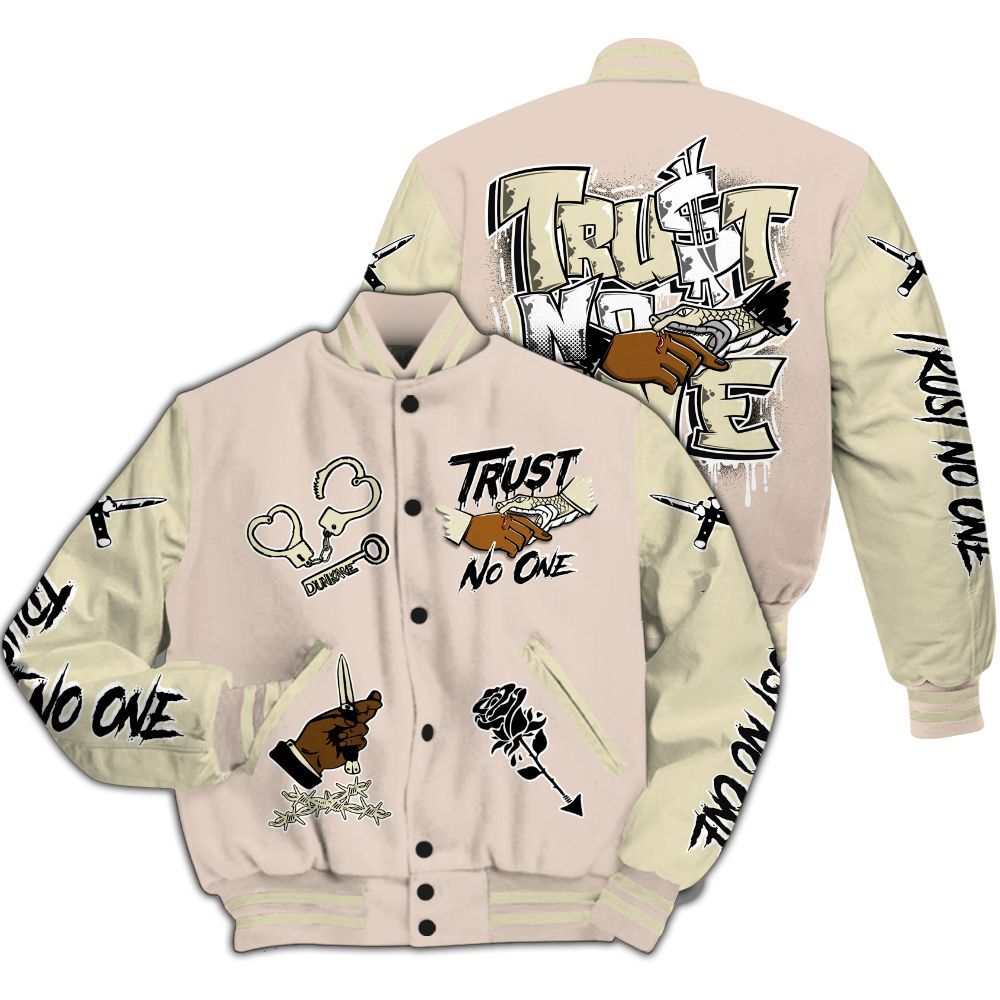 Varsity Jacket To Match A Ma Maniere X Fossil Stone 4s - Trust No One Dripping All Over Print