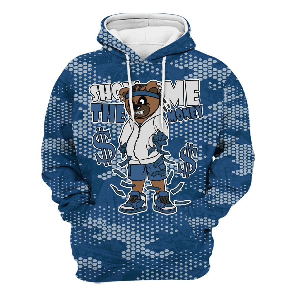 Hoodie To Match High OG Midnight Navy 1s - Show Me Bear Banknotes Art All Over Print