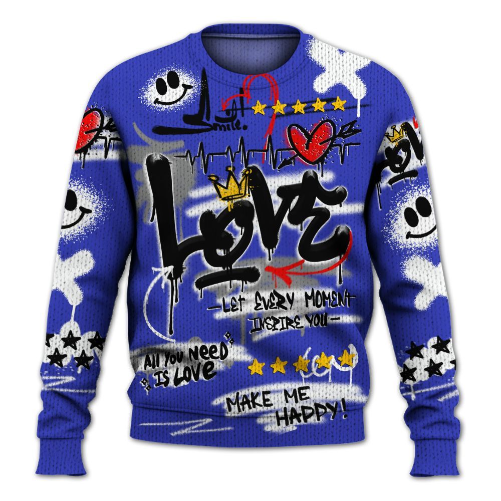 Knitted Sweater To Match Retro Black Concord 12s - Happy Love Beats Graffiti Streetwear