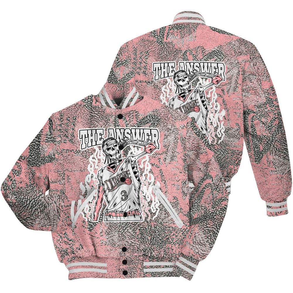 Varsity Jacket To Match Retro Wings 3s Shirt - Allen Answer Skeleton Heart All Over Print