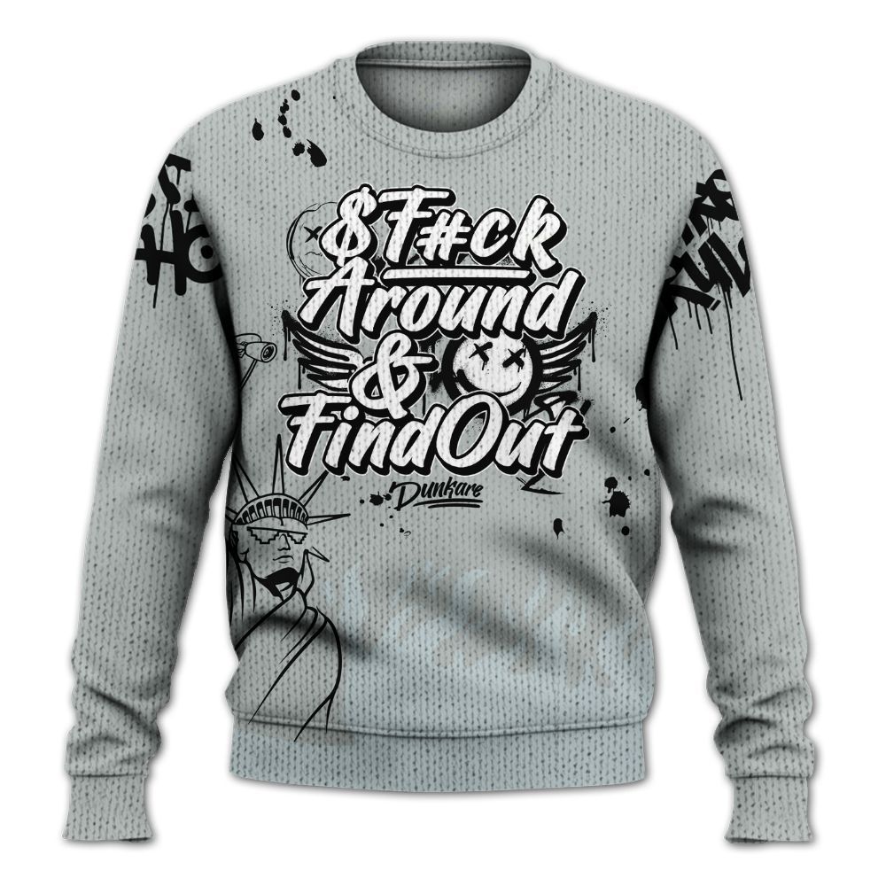 Knitted Sweater To Match Black Wolf Grey 12s - Graphic Fck Around Find Out