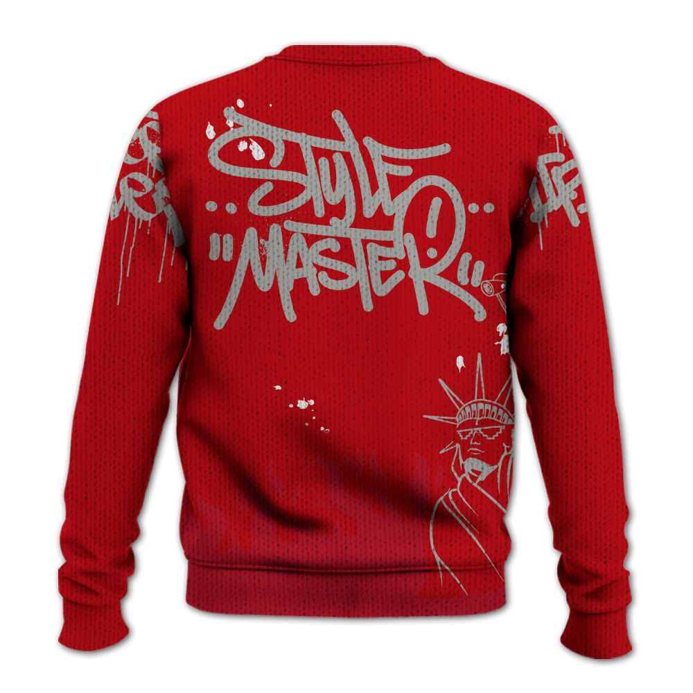 Knitted Sweater To Match Air Griffey Max Gray Reds 1s - Graphic Fck Around Find Out