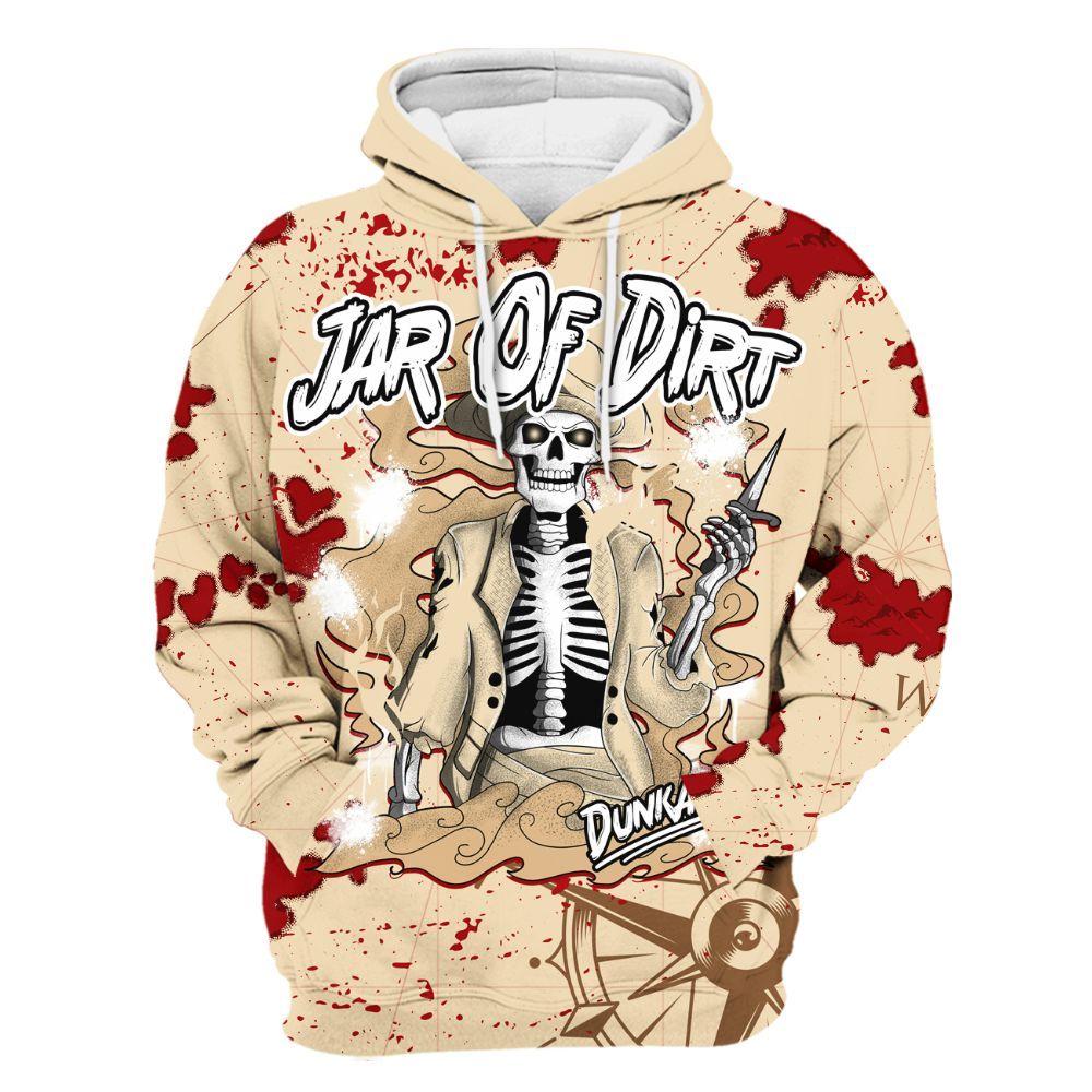 Hoodie To Match Dunk Low Strawberry Waffle - Skeleton Jar Of Dirt Retro All Over Print