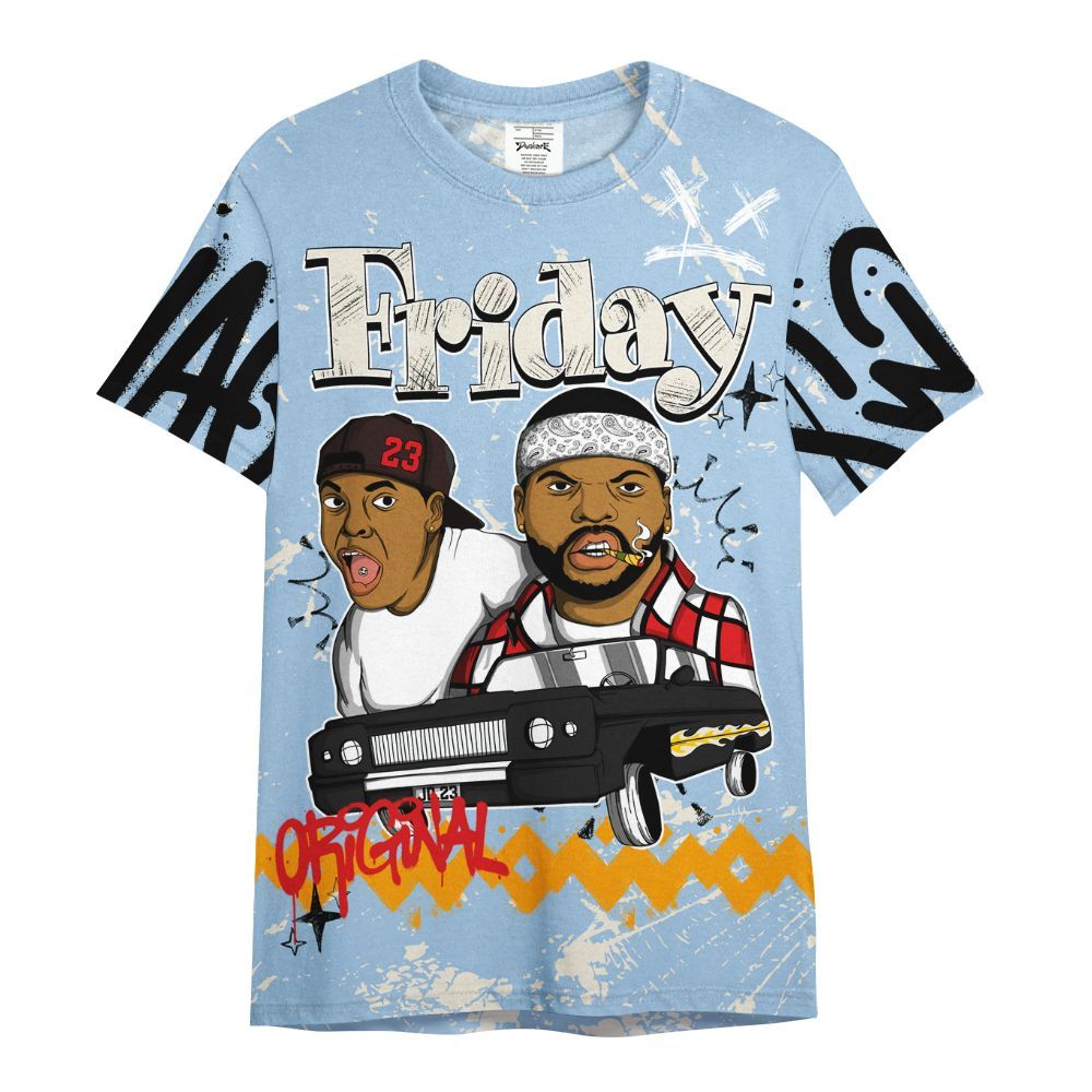 Shirt To Match Retro High OG Pale Ivory Psychic Blue 1s - Friday Sneaker Crayon All Over Print