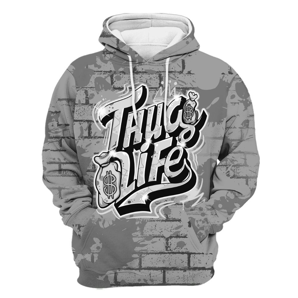 Hoodie To Match Black Wolf Grey 12s - Free Thug Living Graphic Brick Art All Over Print