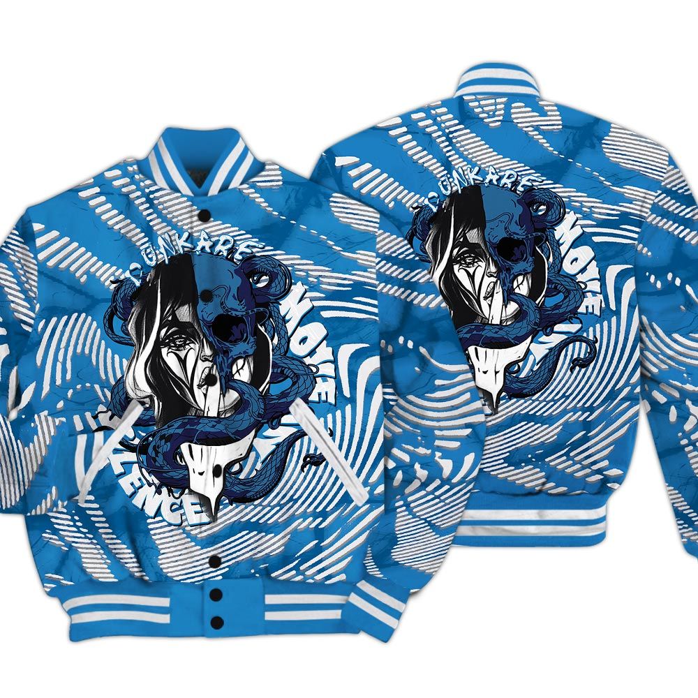 Varsity Jacket To Match Industrial Blue 4s - Move In Silence Fume Varsity Jacket Unisex