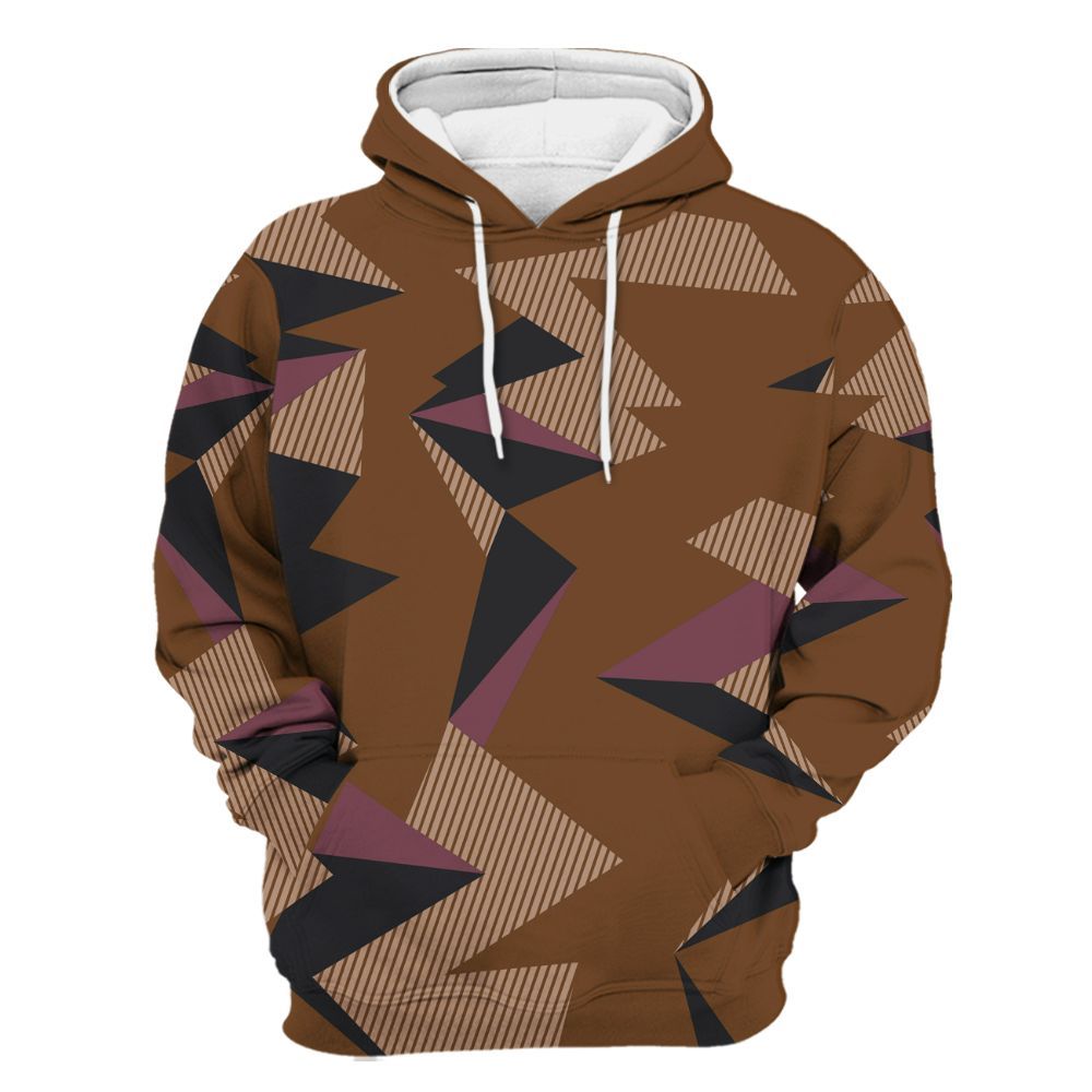 Hoodie To Match Archaeo Brown 3s - Geometric Camouflage Pattern All Over Print