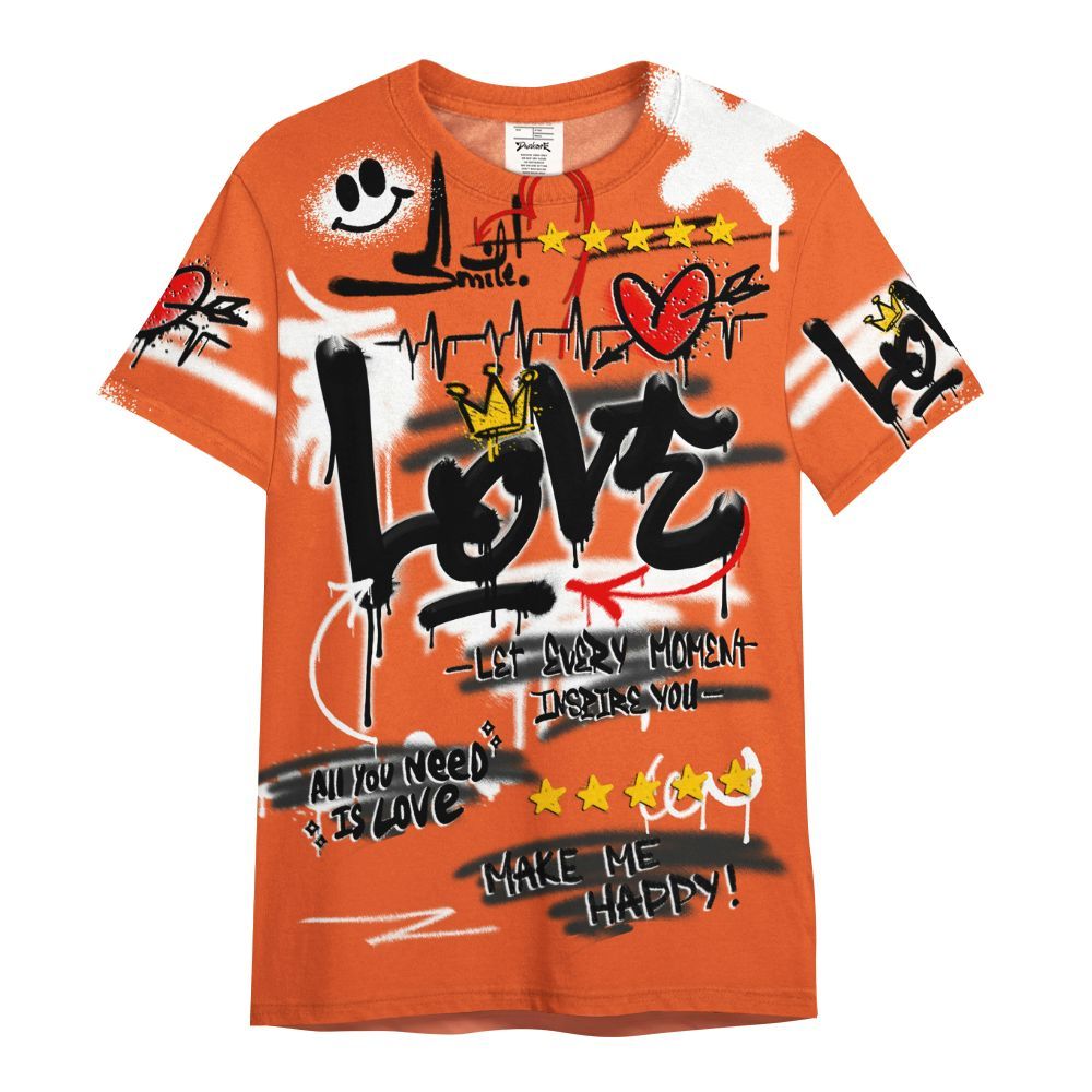 Shirt To Match Retro High OG Shattered Backboard 1s - Happy Love Beats Graffiti All Over Print