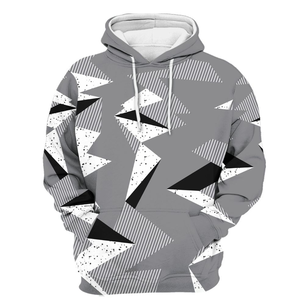 Hoodie To Match Retro Wolf Grey 5s - Geometric Camouflage Pattern All Over Print