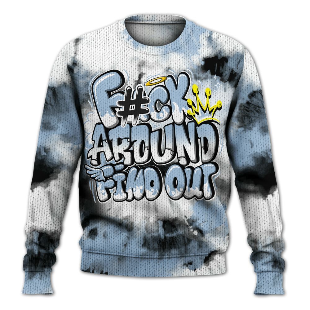 Knitted Sweater To Match High University Blue 1s - Tie Dye FK Around Find Out