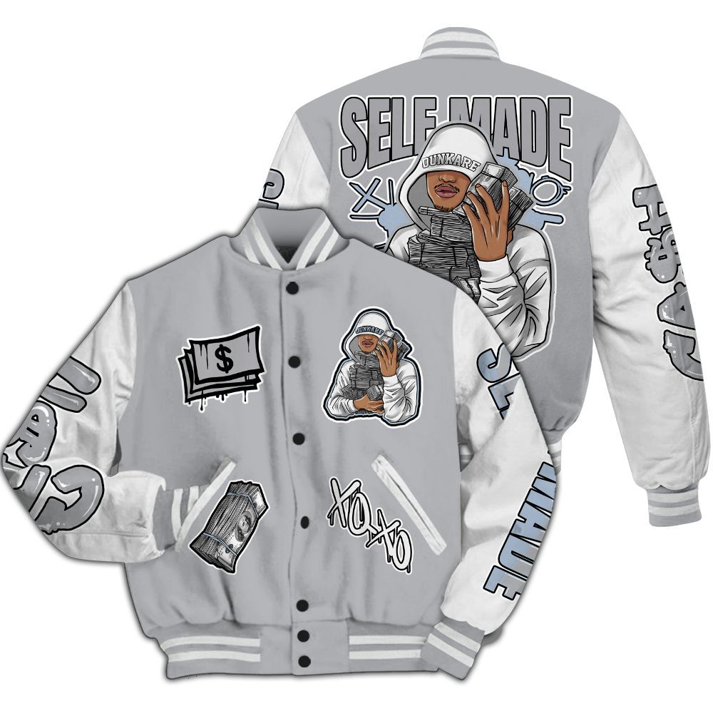 Varsity Jacket To Match Low OG Wolf Grey 1s - Selfmade Unique All Over Print