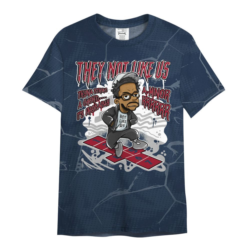 Shirt To Match White Midnight Navy 6s - Hopscotch Dislike Us Graphic Crack All Over Print