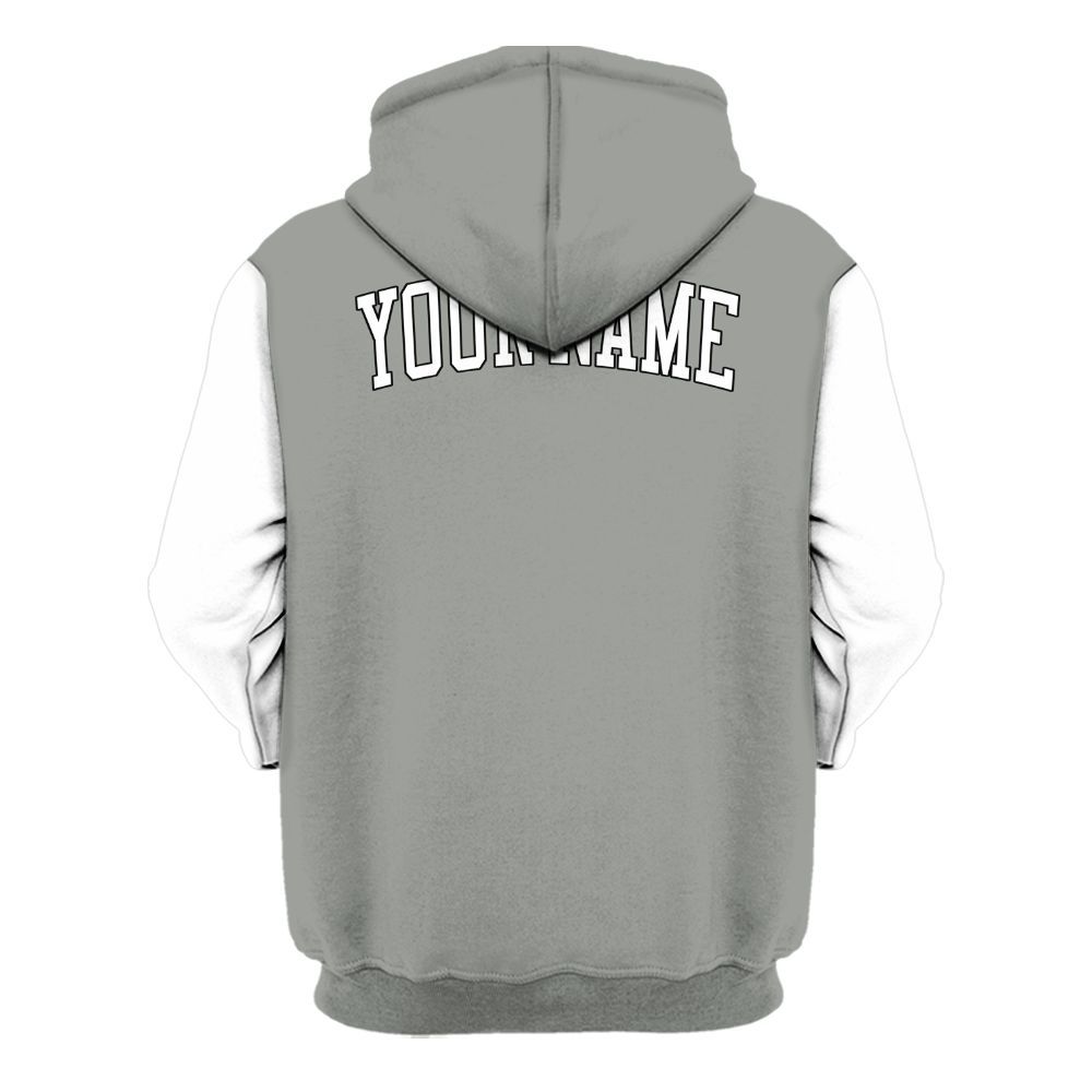 Hoodie To Match Paris Cement Grey 4s Varsity Jacket, Custom Name Rag 2 Riches All Over Print