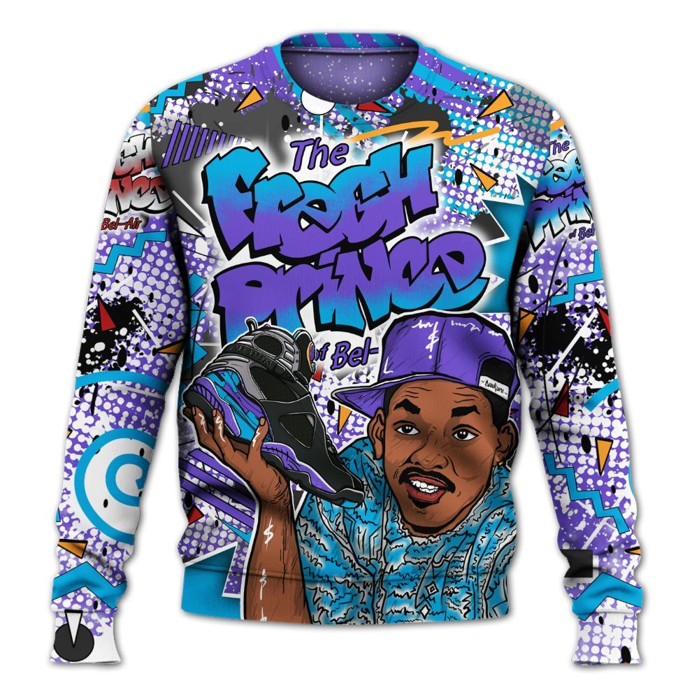Sweatshirt To Match Retro Aqua 8s - Fresh Sneaker 90s All Over Print