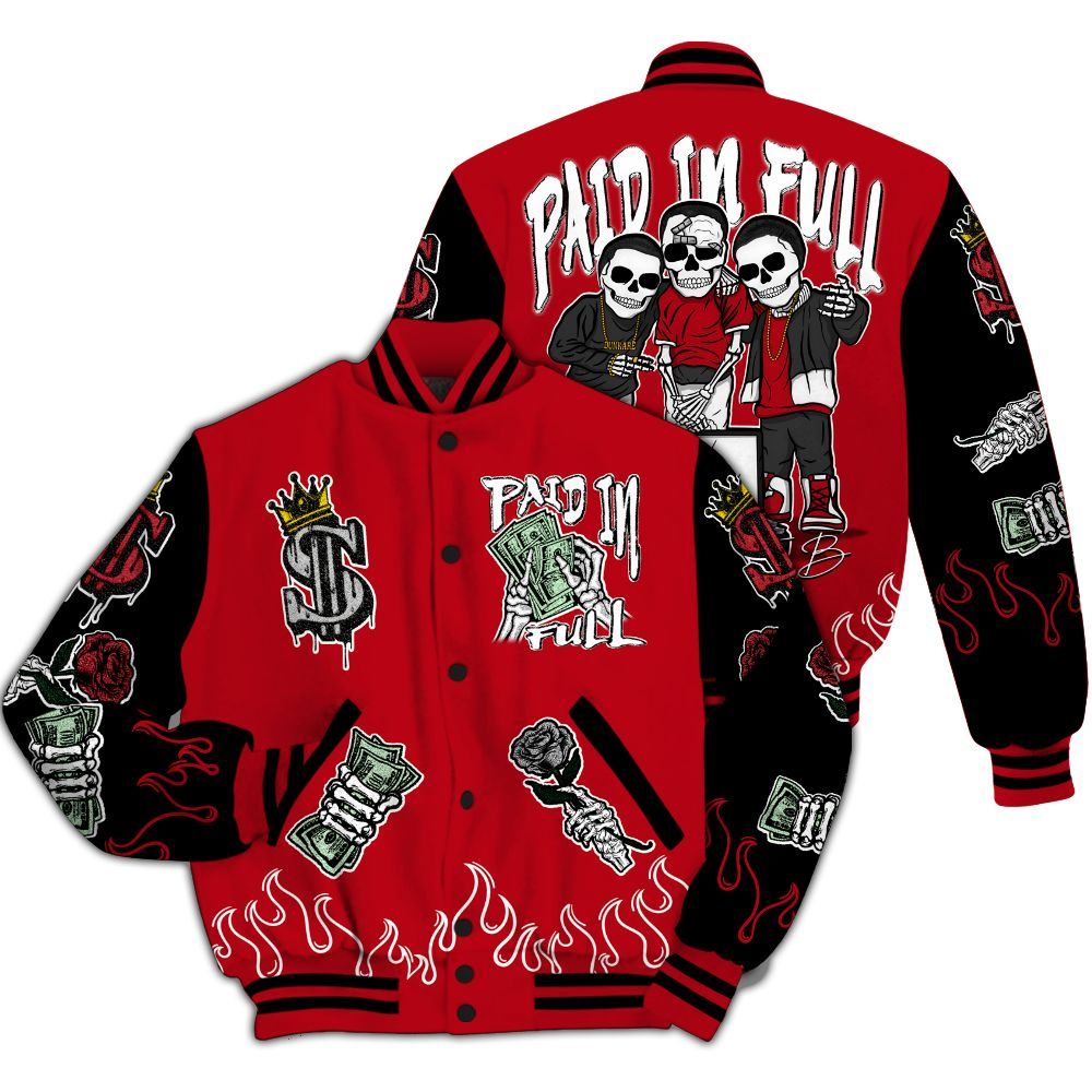Varsity Jacket To Match Bred Velvet 11s - Fire Everybody Paid In All Over Print