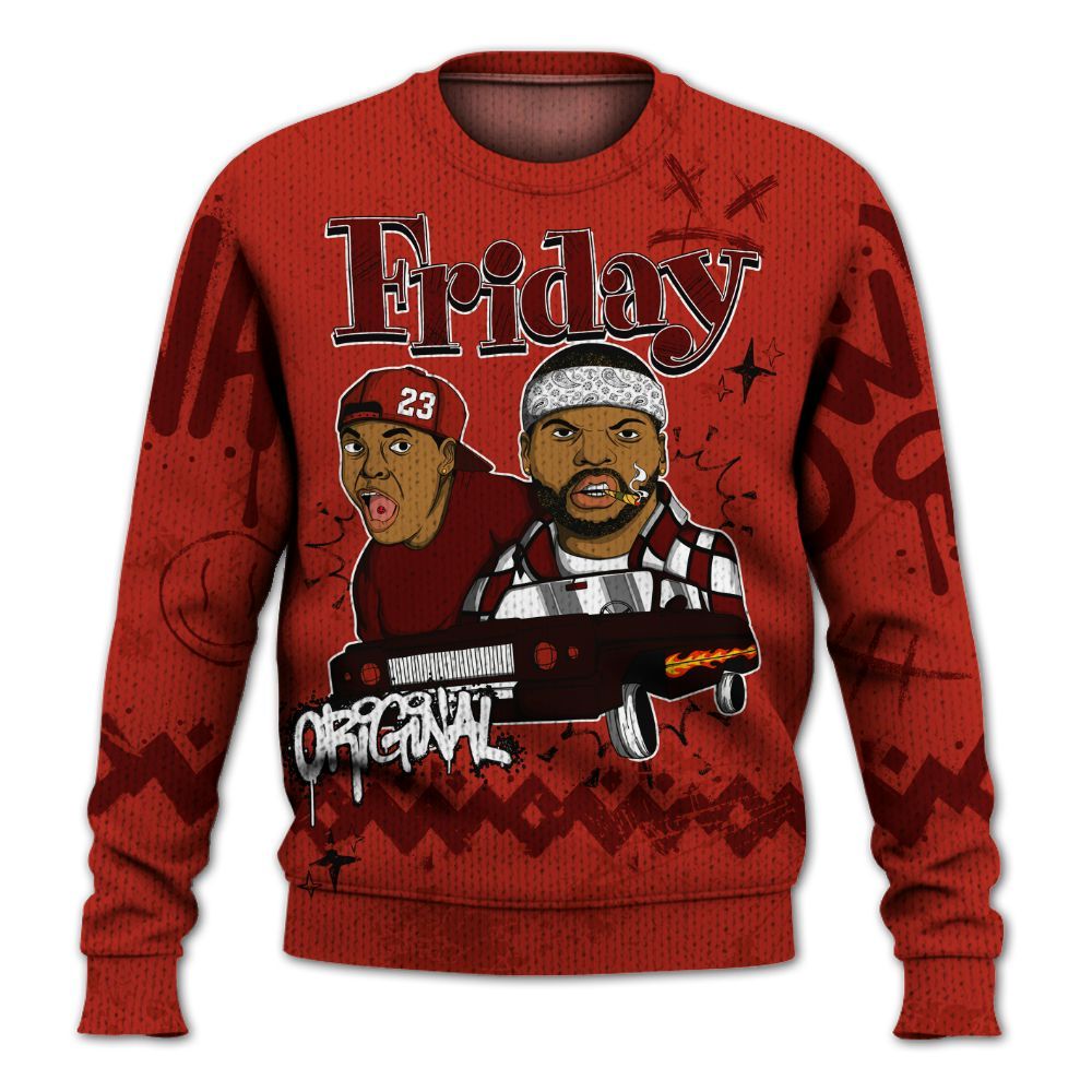 Knitted Sweater To Match SP Firewood Orange 4s - Friday Sneaker Crayon