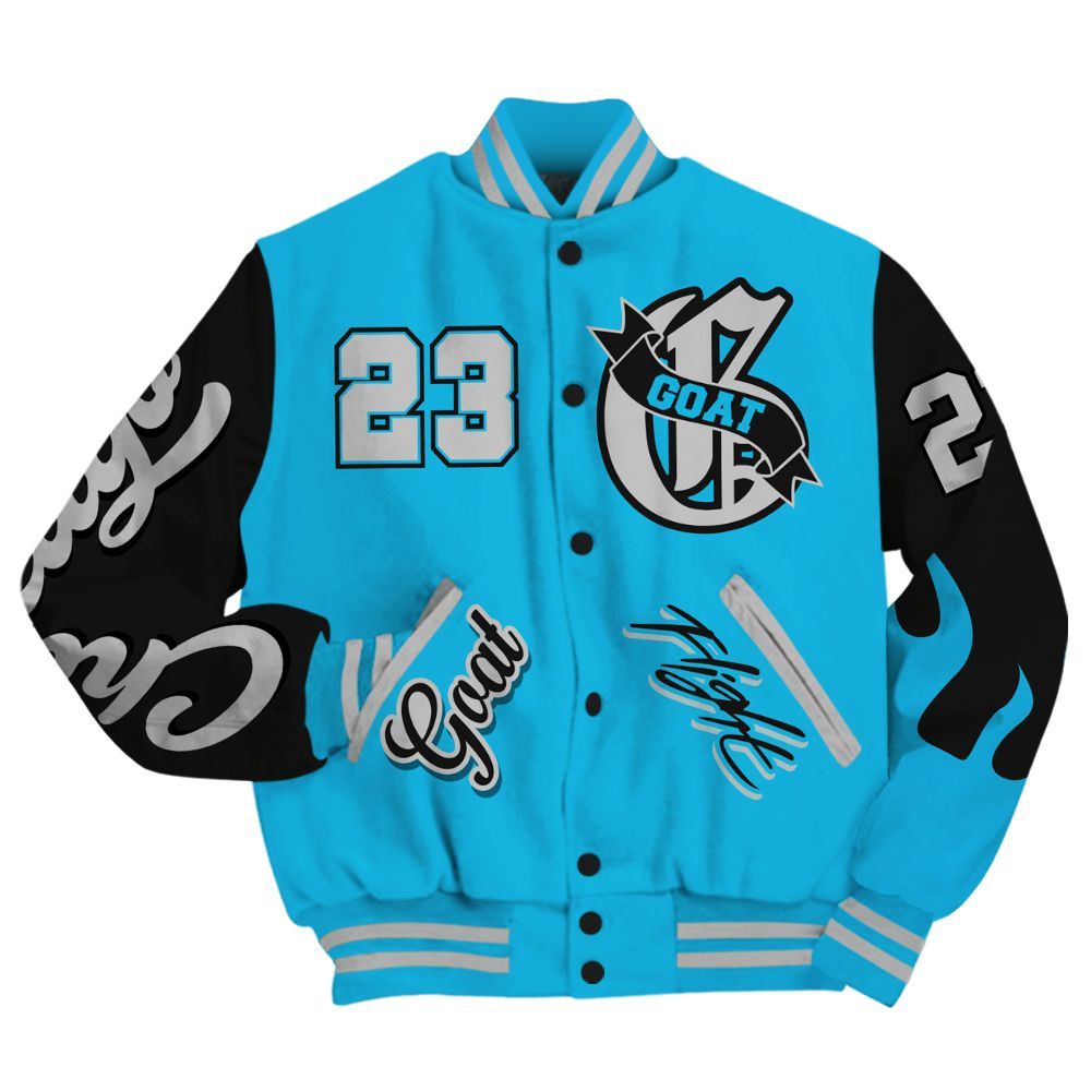 Varsity Jacket To Match Black University Blue 2026 14s - The G.O.A.T Streetwear All Over Print