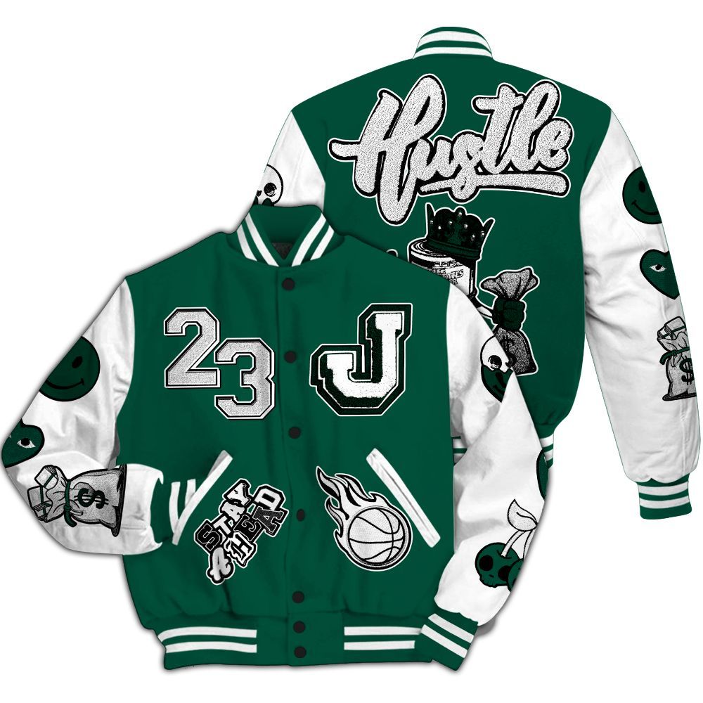Varsity Jacket To Match Oxidized Green 4s - Hustles Money Number 23 All Over Print