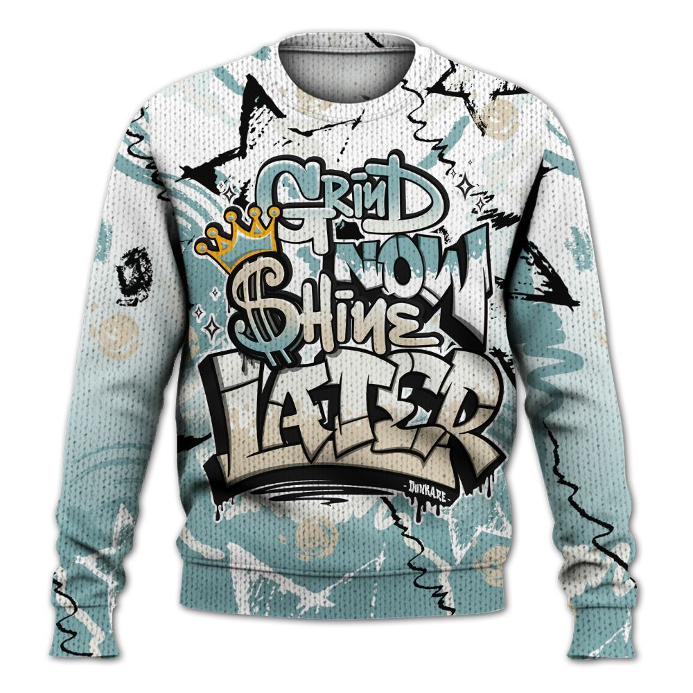 Knitted Sweater To Match Dunk Low Glacier Blue Pale Ivory - Grind Shine Later Drip