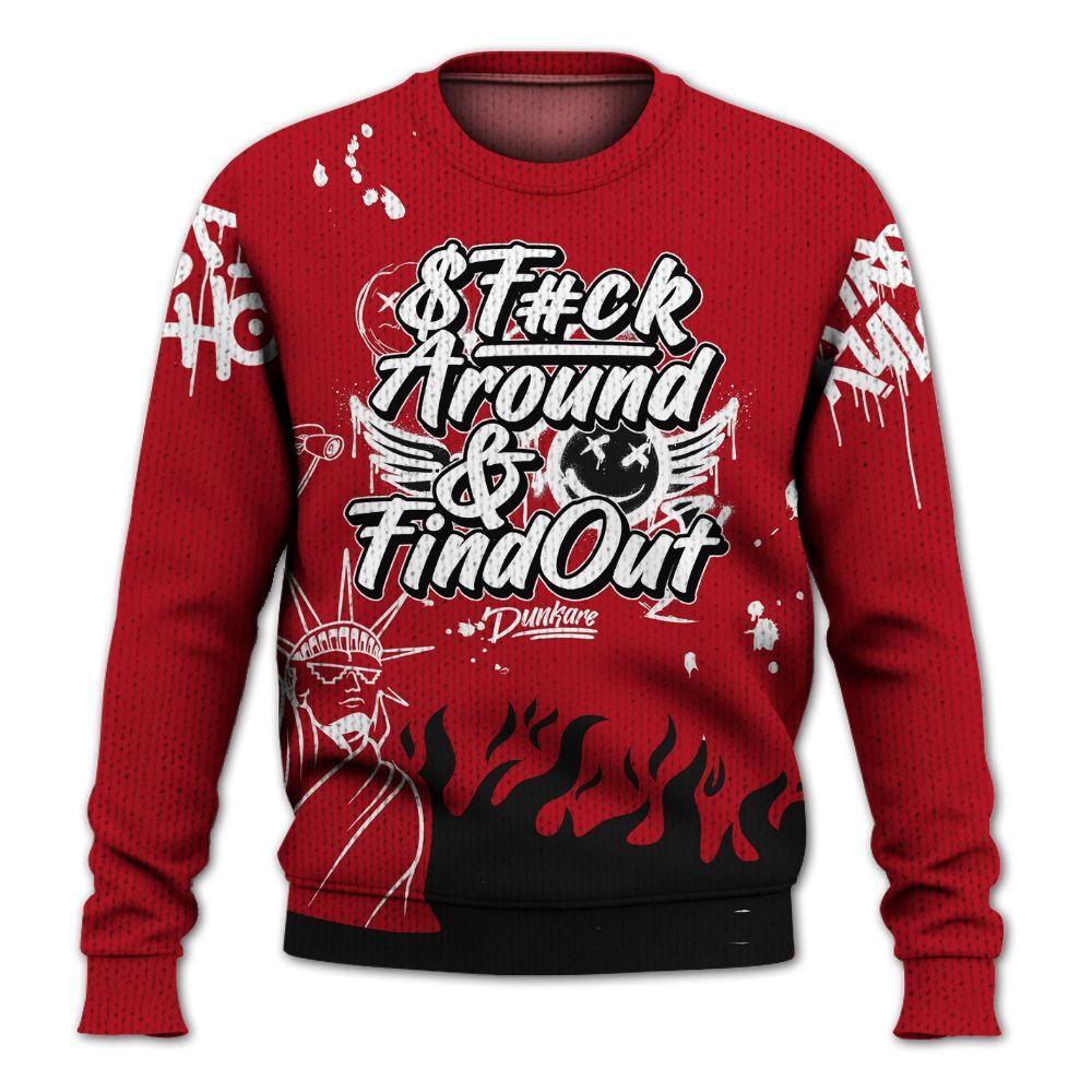 Knitted Sweater To Match Bred Velvet 11s - Graphic Fck Around Find Out