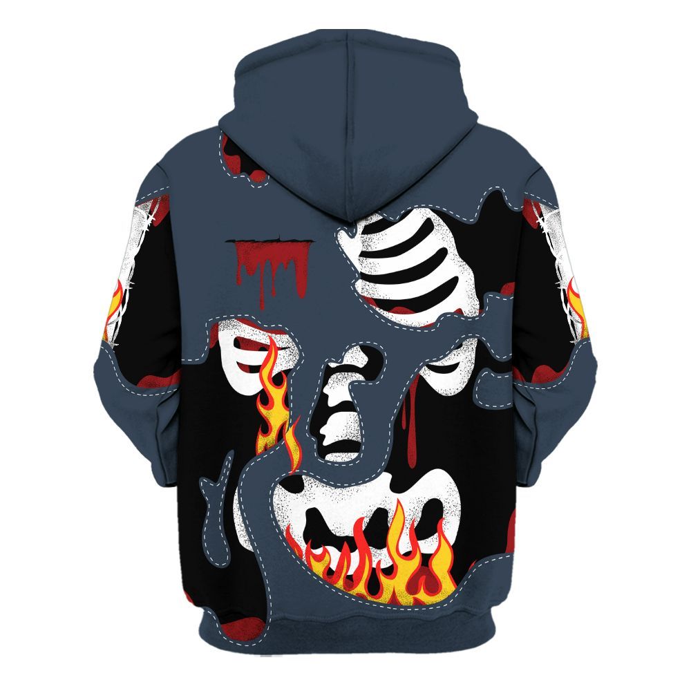 Hoodie To Match Retro Olympic 6s - Skeleton Smile Flame Drip All Over Print
