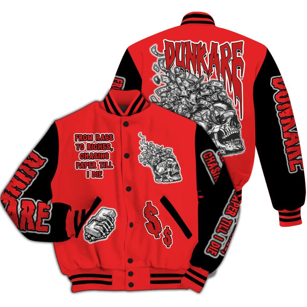 Varsity Jacket To Match Red Thunder 4s - From Rags To Riches All Over Print