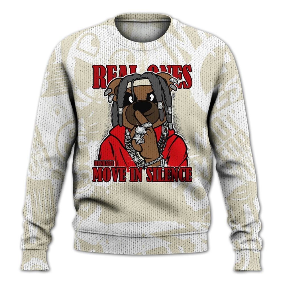 Knitted Sweater To Match Cement Grey 3s - Silent Achievers Bear Monogram Graffiti