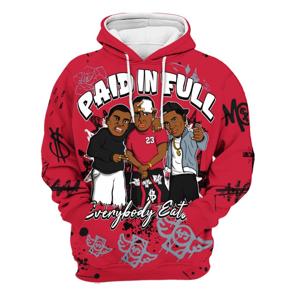 Hoodie To Match Retro Infrared Salesman 6s - Everybody Paid In Full Crayon All Over Print