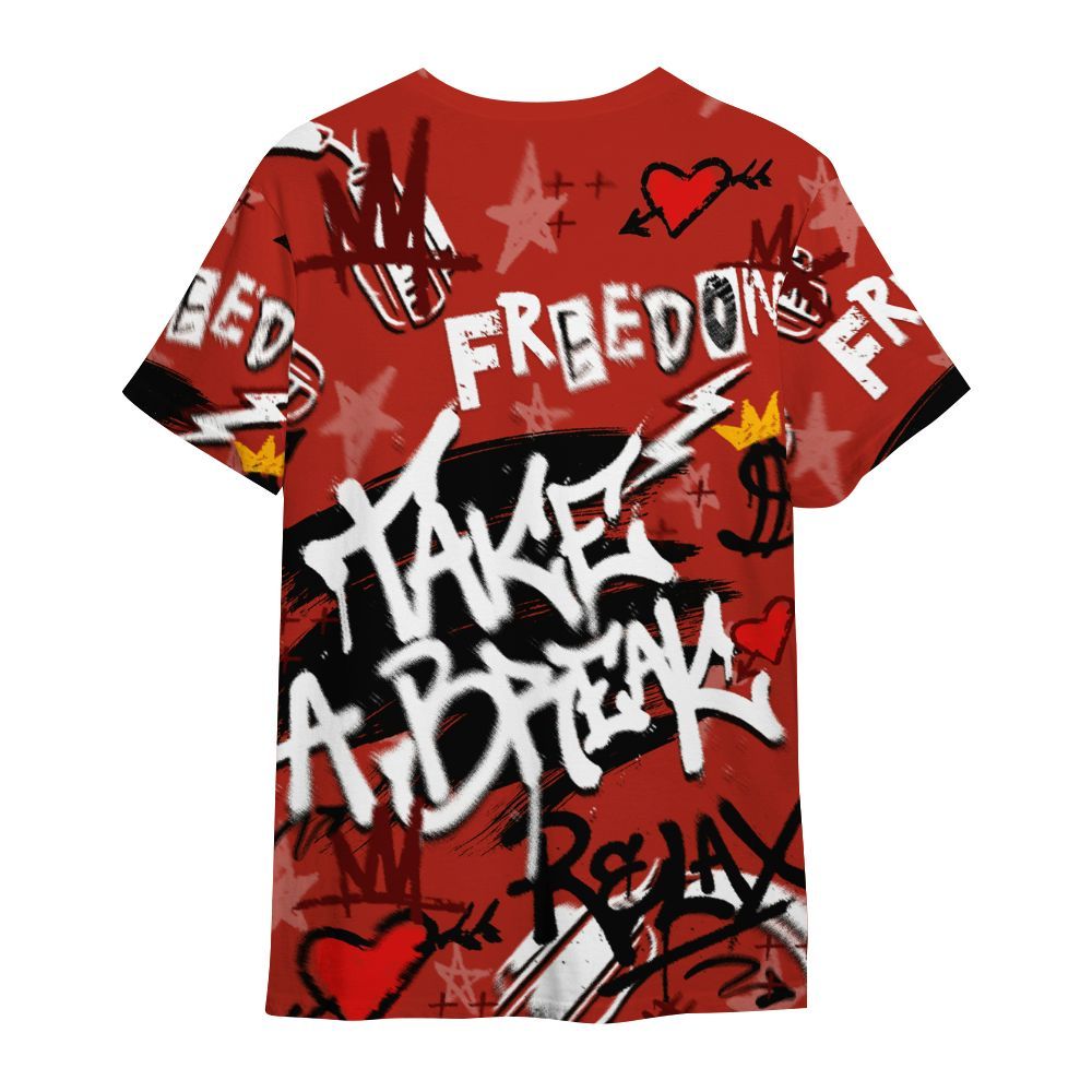 Shirt To Match SP Firewood Orange 4s - Take Break Freedom Graffiti Streetwear All Over Print