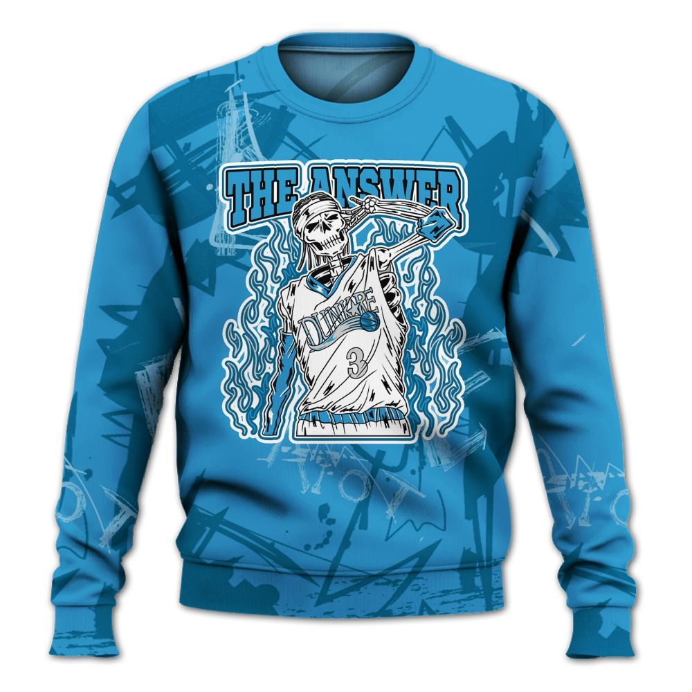 Sweatshirt To Match Powder Blue 9s - Allen Answer Skeleton Messyz All Over Print