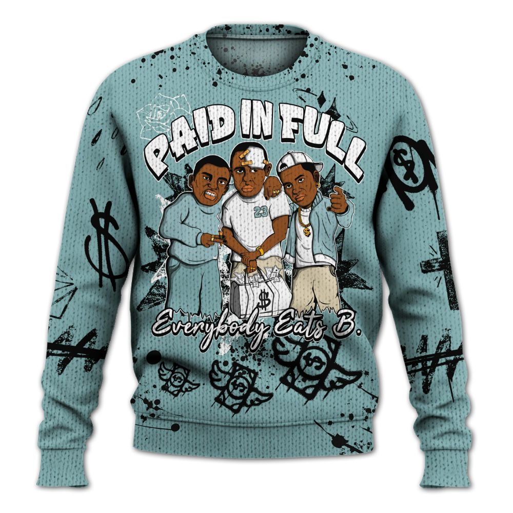 Knitted Sweater To Match Dunk Low Glacier Blue Pale Ivory - Everybody Paid In Full Crayon